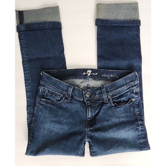 7 for all mankind Jeans dark was cuffed bottom straight leg size 28 - Picture 3 of 9
